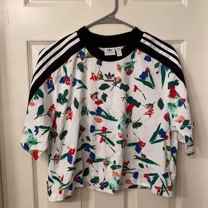 Floral Adidas crop top, size medium.